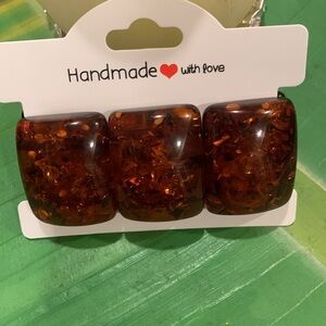 Handmade Brown/ Amber Stretch Bracelet 6”